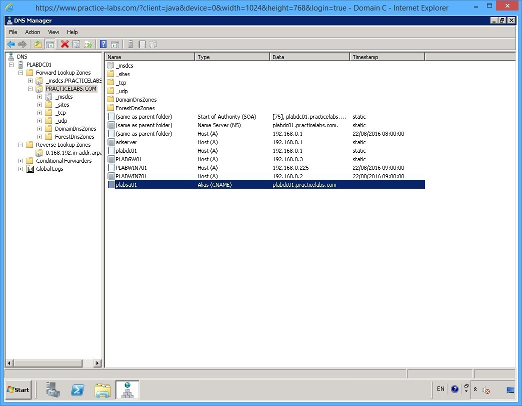 Practice Labs screenshot.